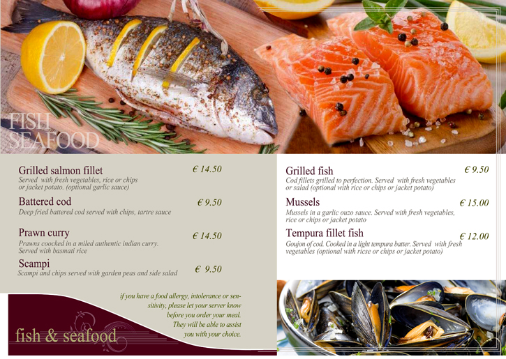 The Britannia Bar Resataurant menue Fish Dishes img